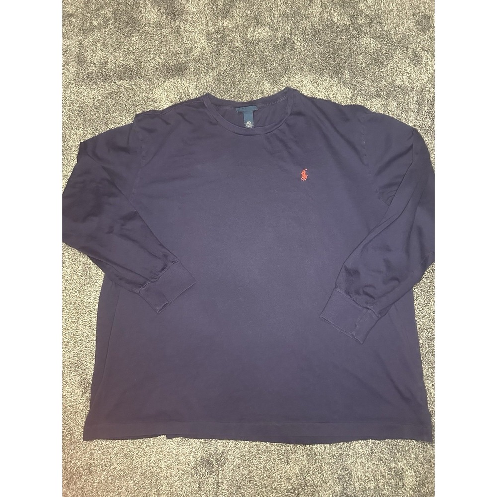 Polo Ralph Lauren 2XL Navy Long Sleeve Shirt Red Pony Logo Mens Big & Tall
